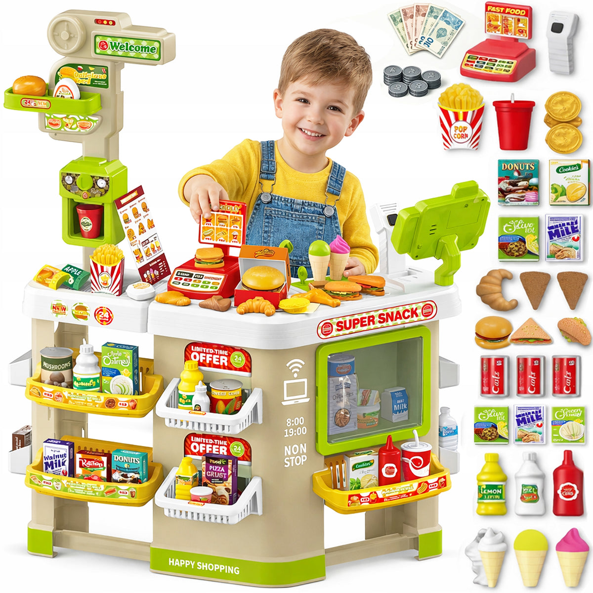 Supermarket Cash Register for Children Shop Express Coins 105el