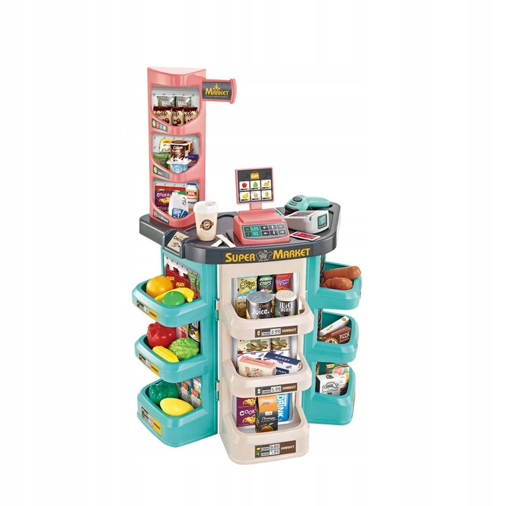 Supermarket Kids Educational Set 47 Piece Cash Register Shop Batteries included no