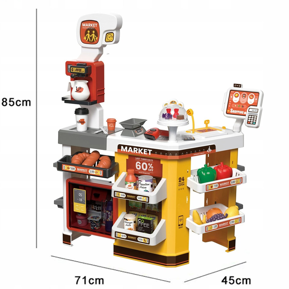 Supermarket Shop Interactive Cash Register Kids Basket Refrigerator with Couple Accessory Packaging status original