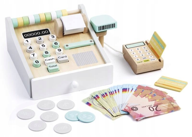 Supermarket, Shopping Centre - Cash register made of wood for playing in the shop Brand Leomark