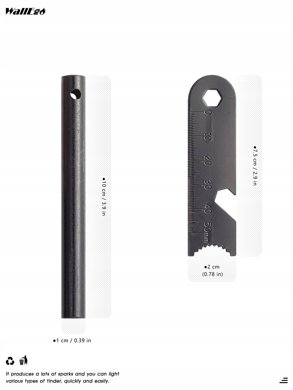 Survival 10 cm with Whistle Paracord Firestarter Bushcraft Packaging status original