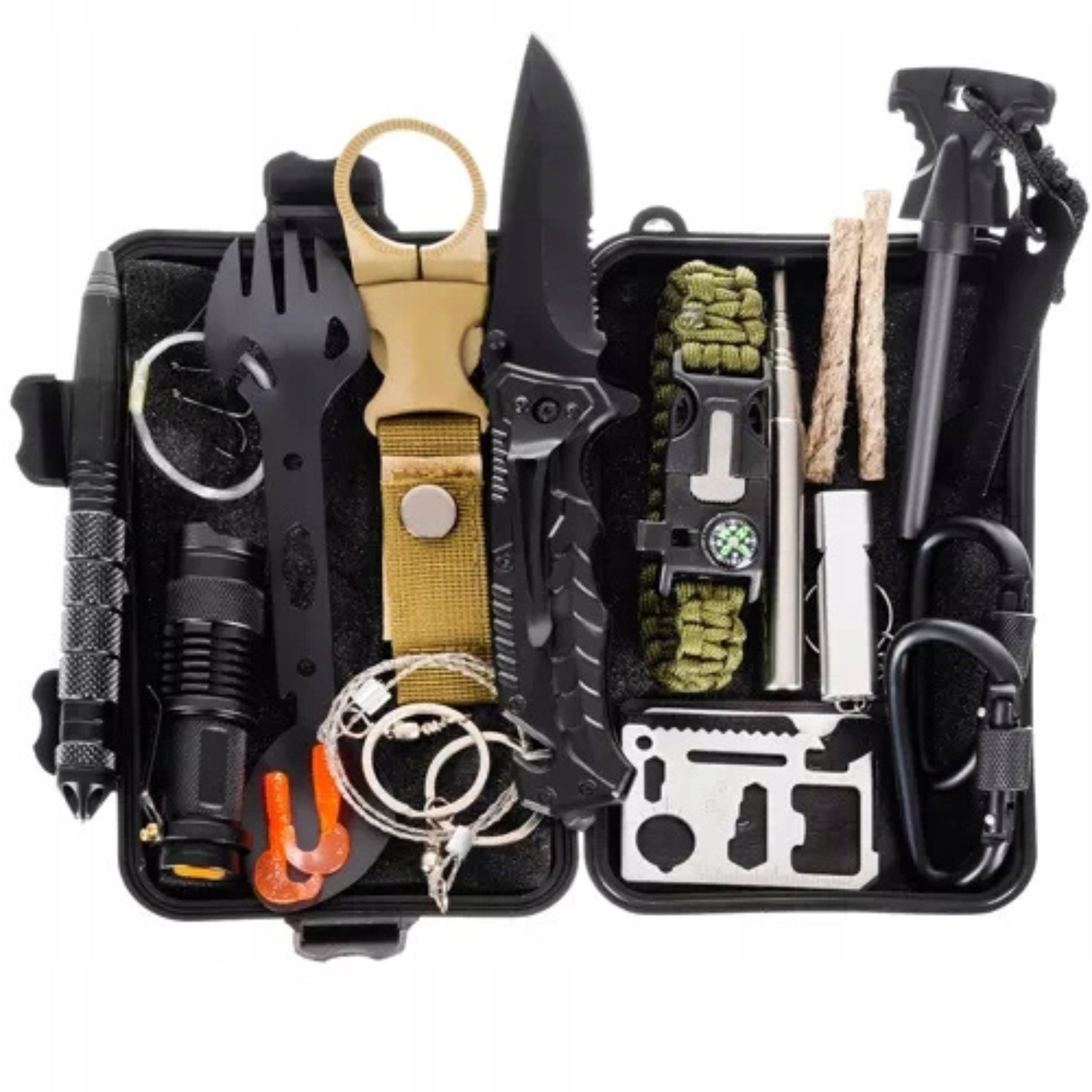 Survival Backpack with Equipment Survival Kit First Aid Kit Sleeping Bag 70in1 Model Duzy zestaw Survivalowy Military Survival kit