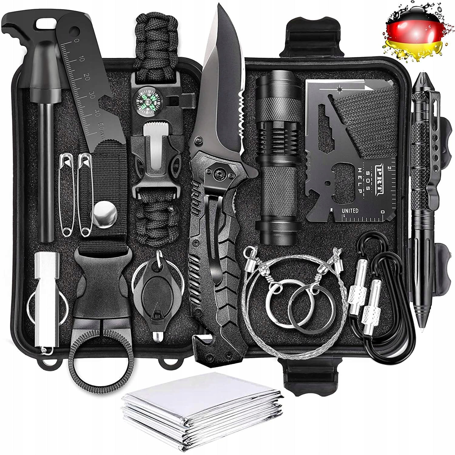 Survival Kit 54in1 First Aid Kit EDC Knife Flashlight Camping Bushcraft Gift