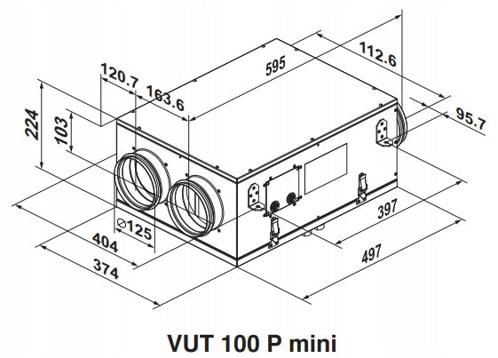 Suspended unit with a VUT 100 P mini A3 rotary heat exchanger Brand Vents