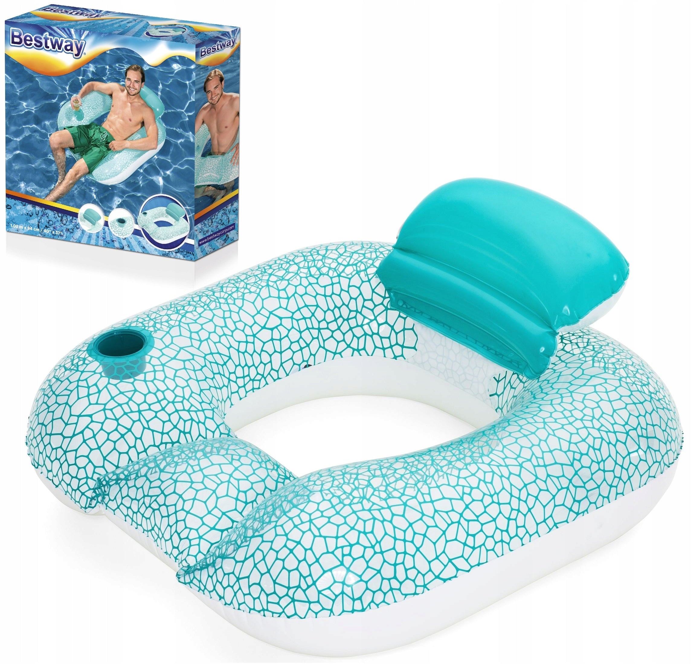 Swimming Chair with Cushion Inflatable 102x94 cm