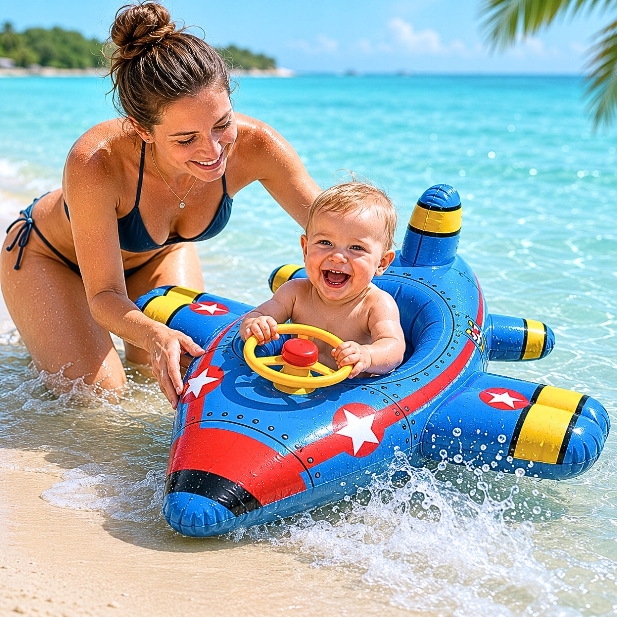 Swimming Wheel with STEERING WHEEL SEAT AND HORN Pontoon AIRPLANE Garnet Packaging status original