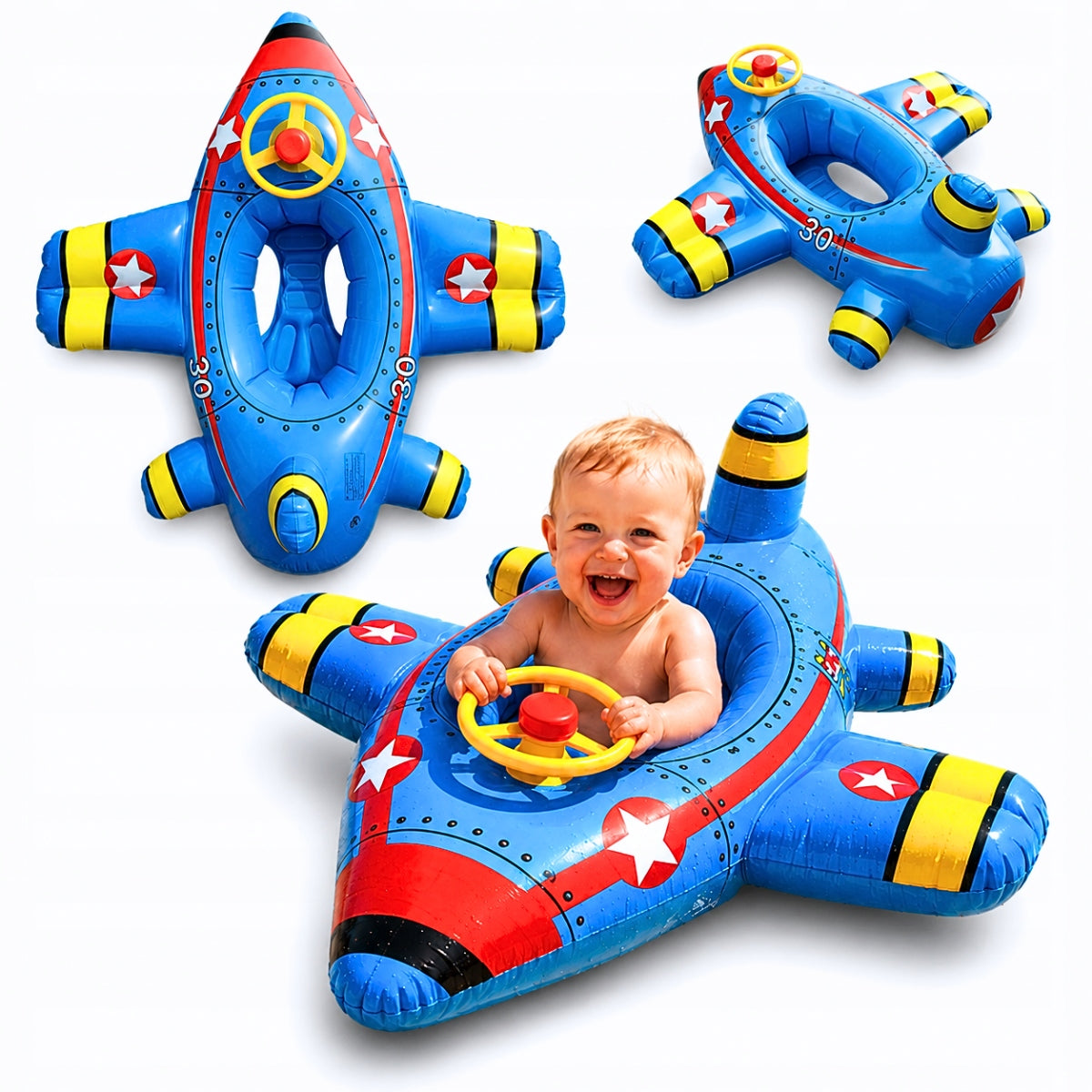 Swimming Wheel with STEERING WHEEL SEAT AND HORN Pontoon AIRPLANE Garnet