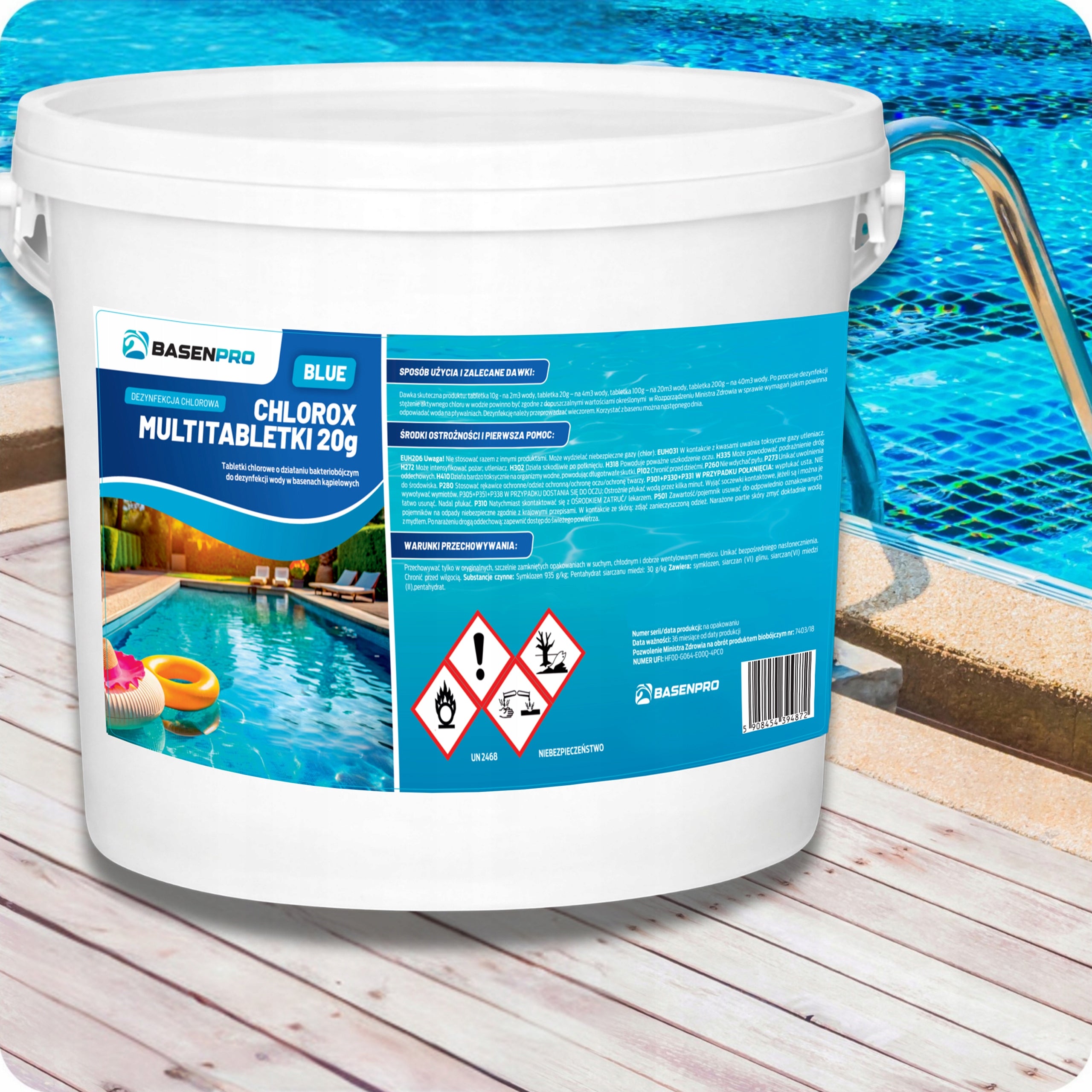 Swimming pool tablets CHLOROX MULTITABLETS 20G BLUE 3KG MULTIFUNCTIONAL Manufacturer code CHLOR TABLETKI DO BASENU NIEBIESKIE BLUE