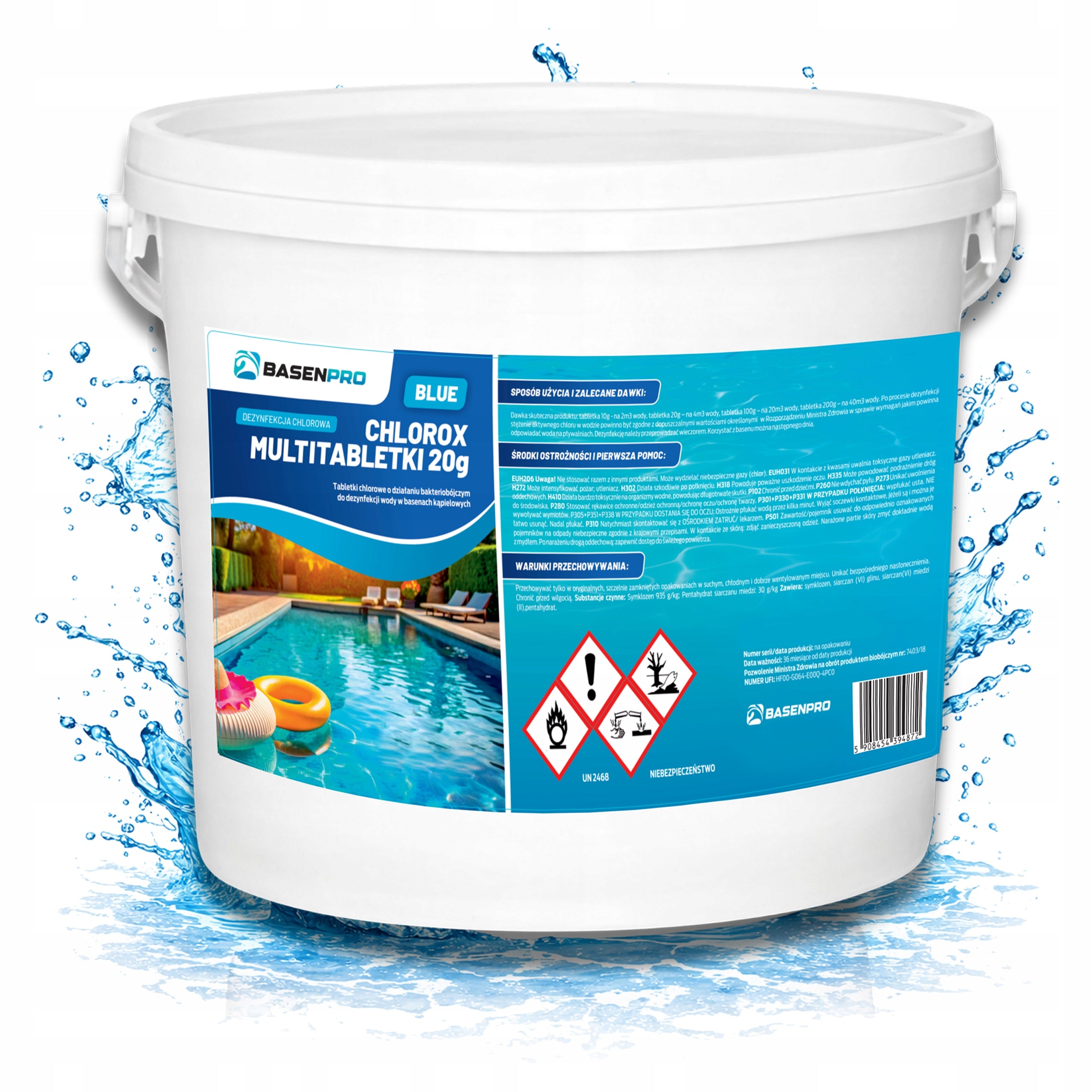 Swimming pool tablets CHLOROX MULTITABLETS 20G BLUE 3KG MULTIFUNCTIONAL Product weight with unit packaging 3.2 kg