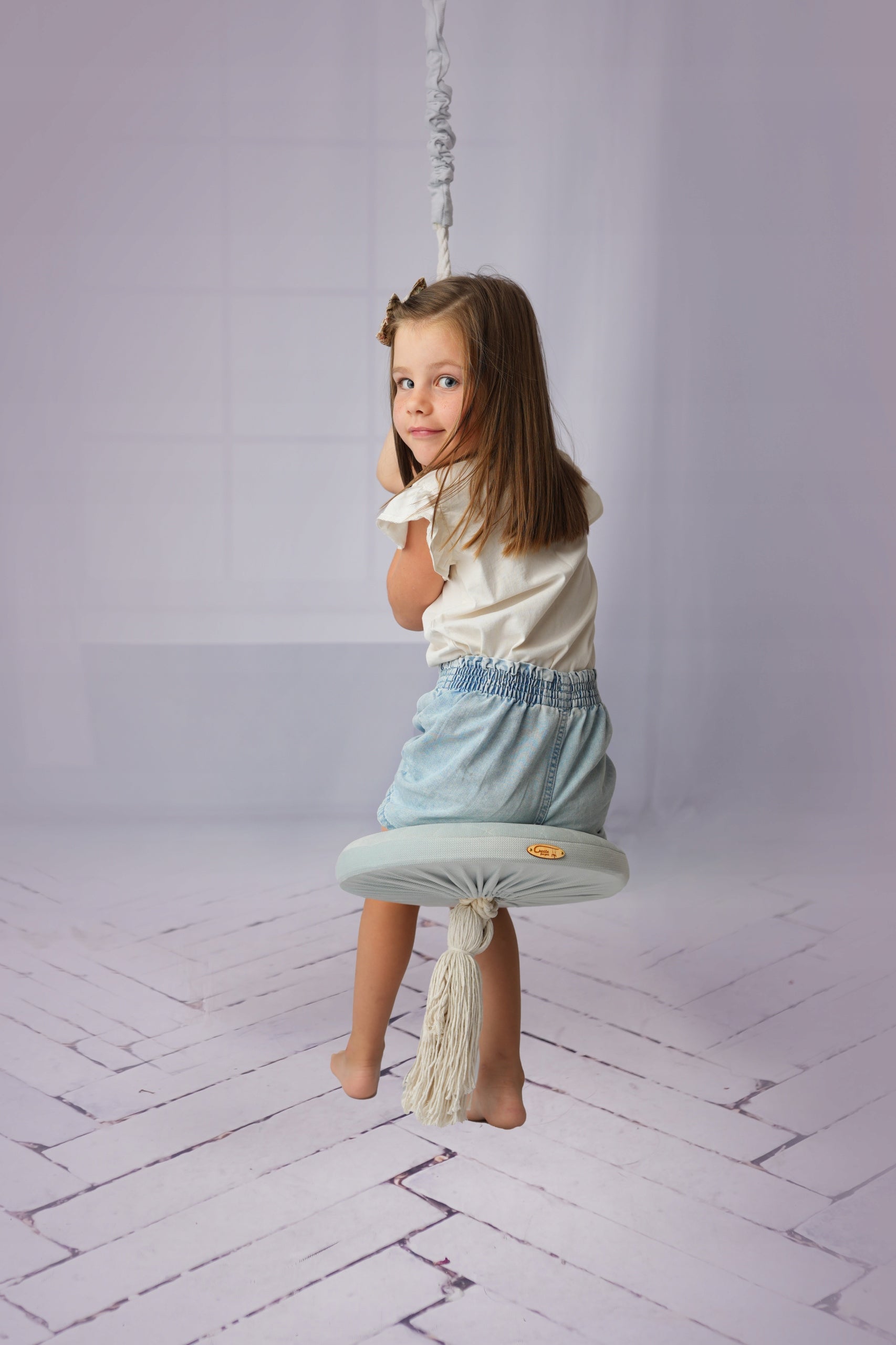 Swing ring for children home, garden, disc, velvet quilted GREY Brand Create For You