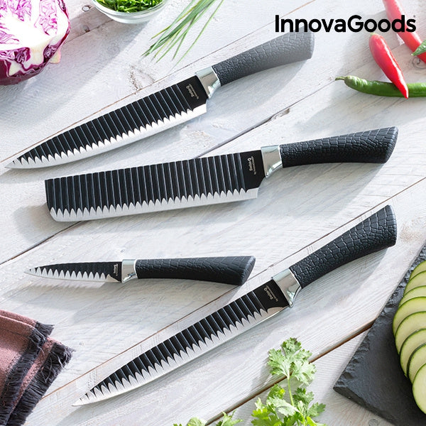 Swiss Q Kitchen Knife Set - Black Shark 4 Pack Brand InnovaGoods