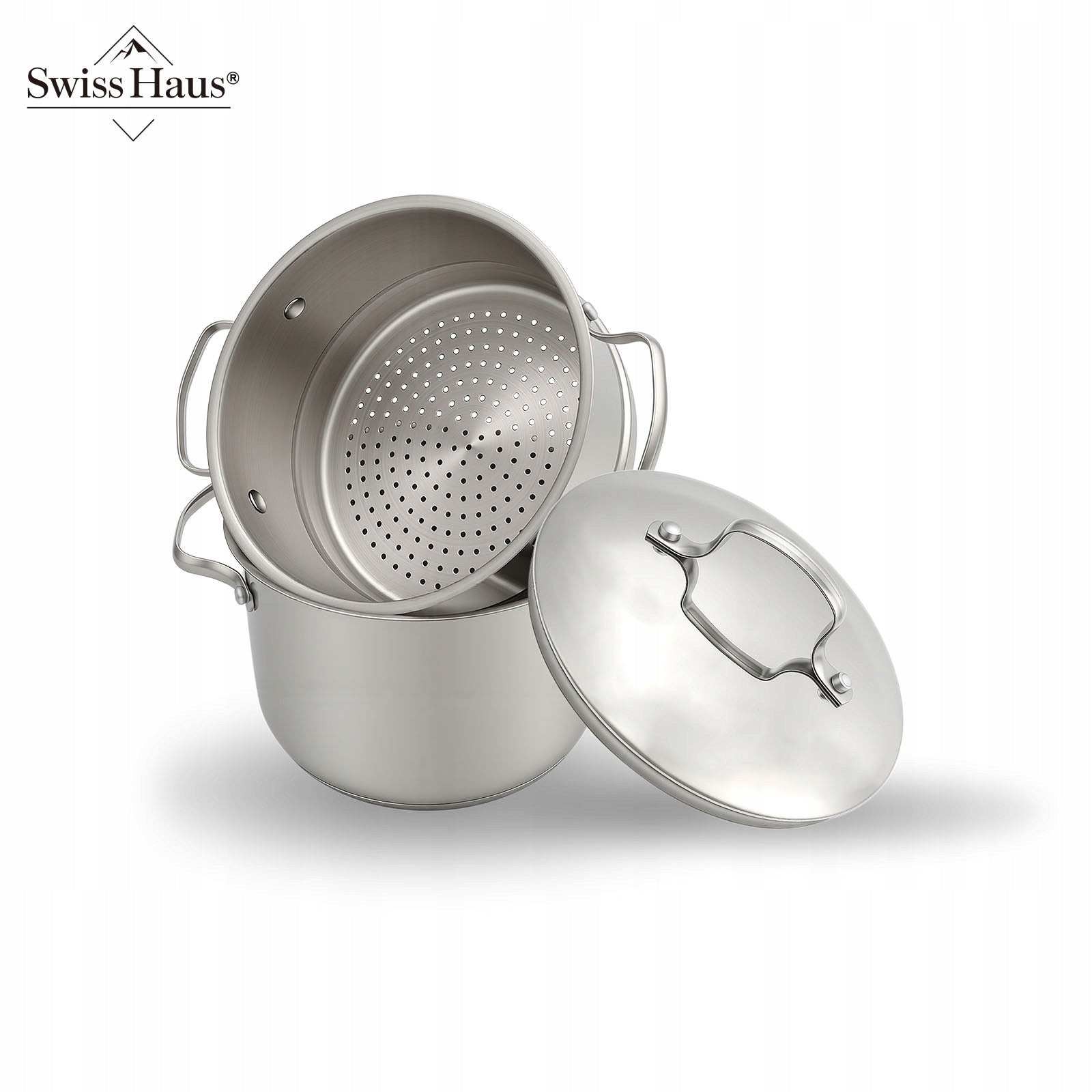 SwissHaus 12L Stainless Steel Steaming Pot with Lid Packaging status original