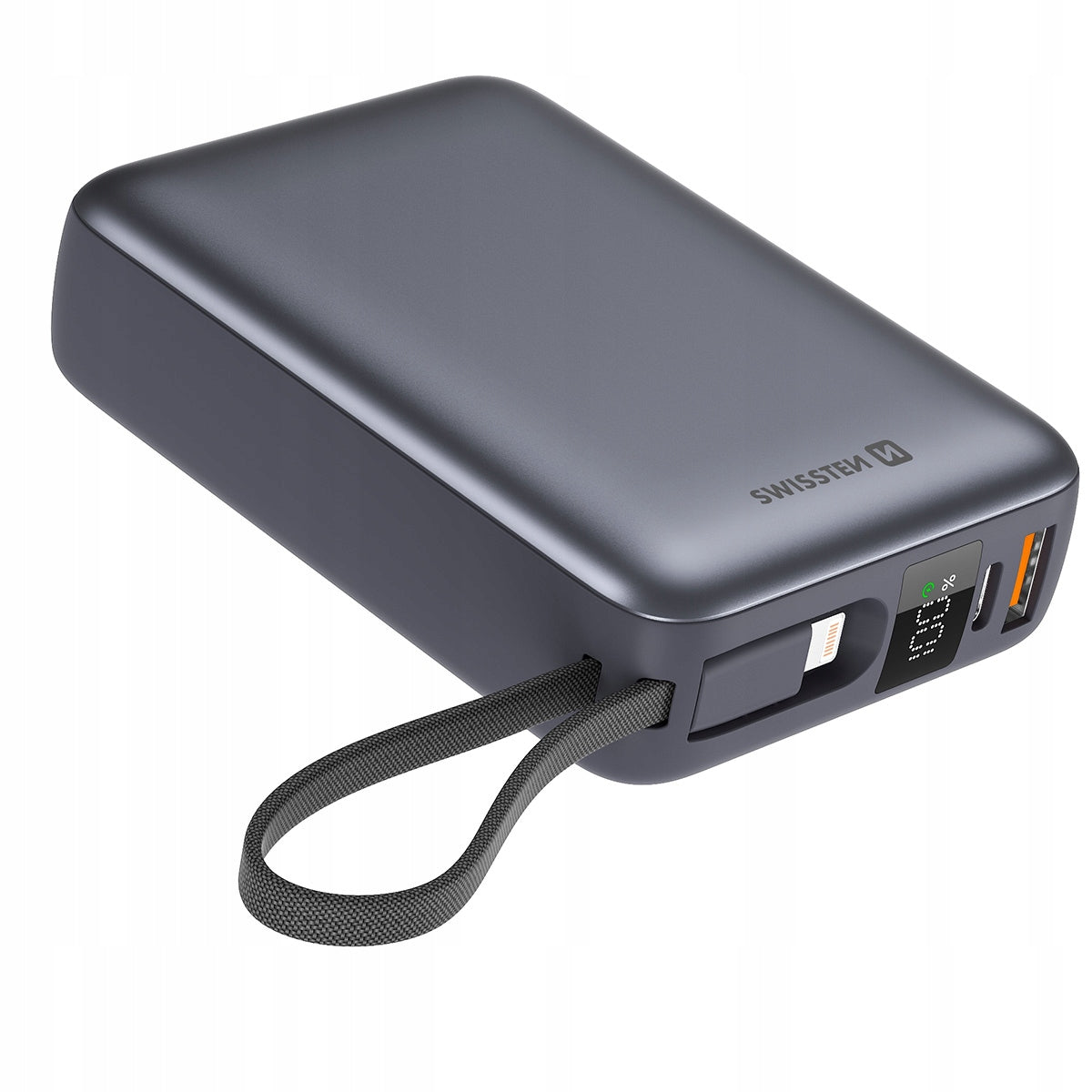 Swissten Powerbank 20000 mAh LCD USB-C USB-A USB-C + Lightning cable Packaging status original