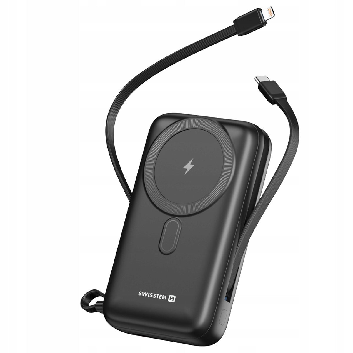 Swissten powerbanka 20000 mAh Qi PD 20W bezdrátová + kabely USB-C Lightning