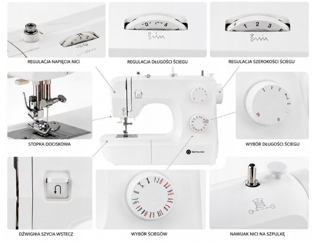 Switch On SEWING MACHINE SWITCH ON 33 STITCHES 70W LED Manufacturer code MASZYNA DO SZYCIA SWITCH ON 33 ŚCIEGI 70W LED