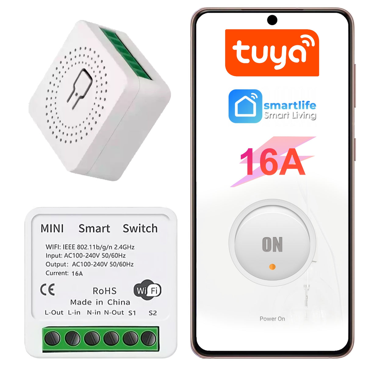 Switch Relay Socket 16A WiFi TUYA