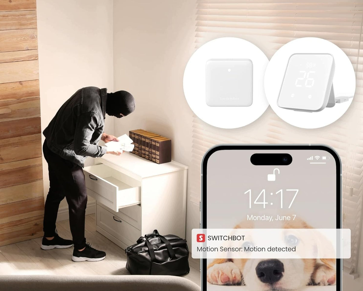 SwitchBot Motion Sensor Intelligent Motion Sensor with Wireless Alarm Manufacturer code B0DWXV41FS