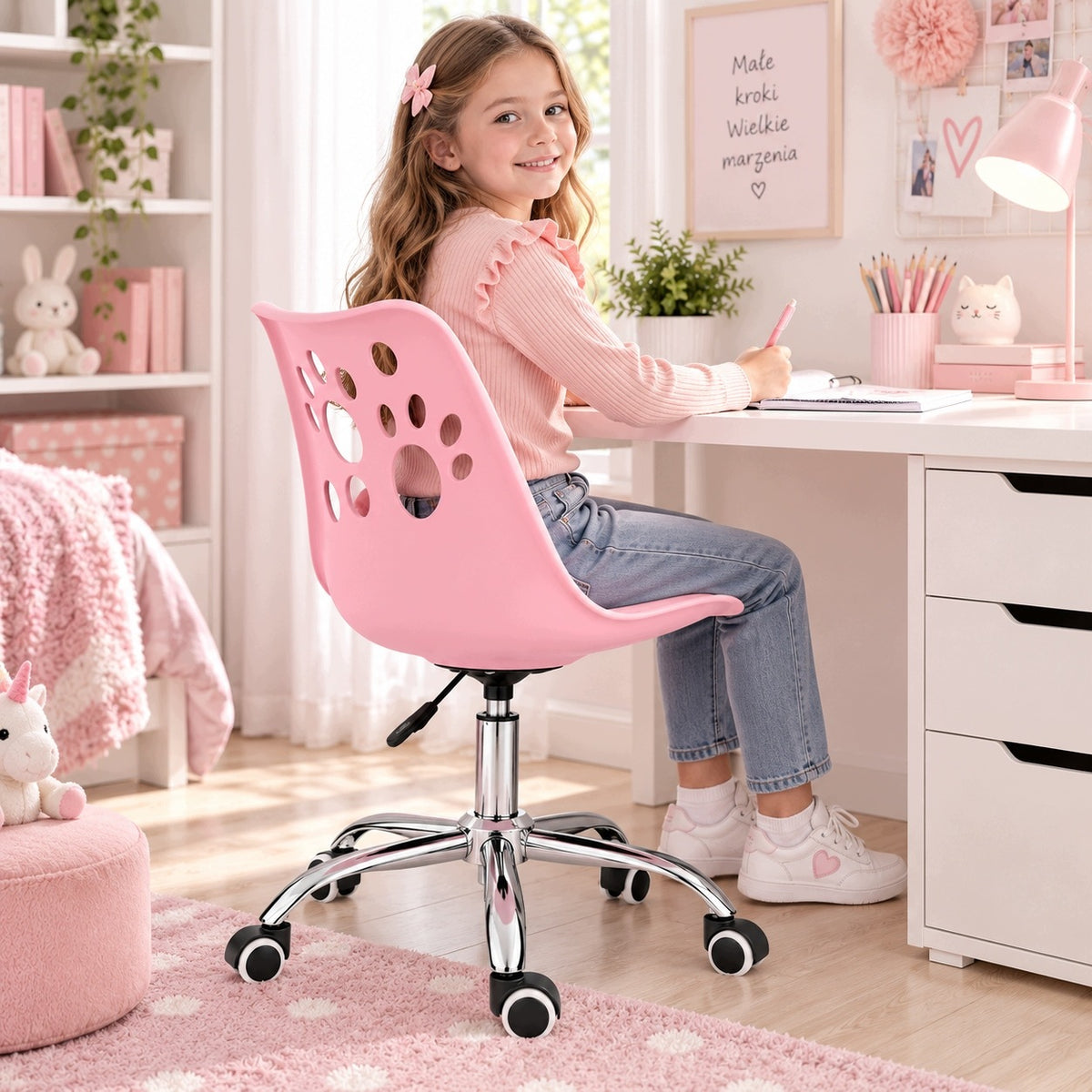 Swivel Chair Children's Desk Chair Girls Pink Adjustable Manufacturer code FOT-OBR-ROZ-01