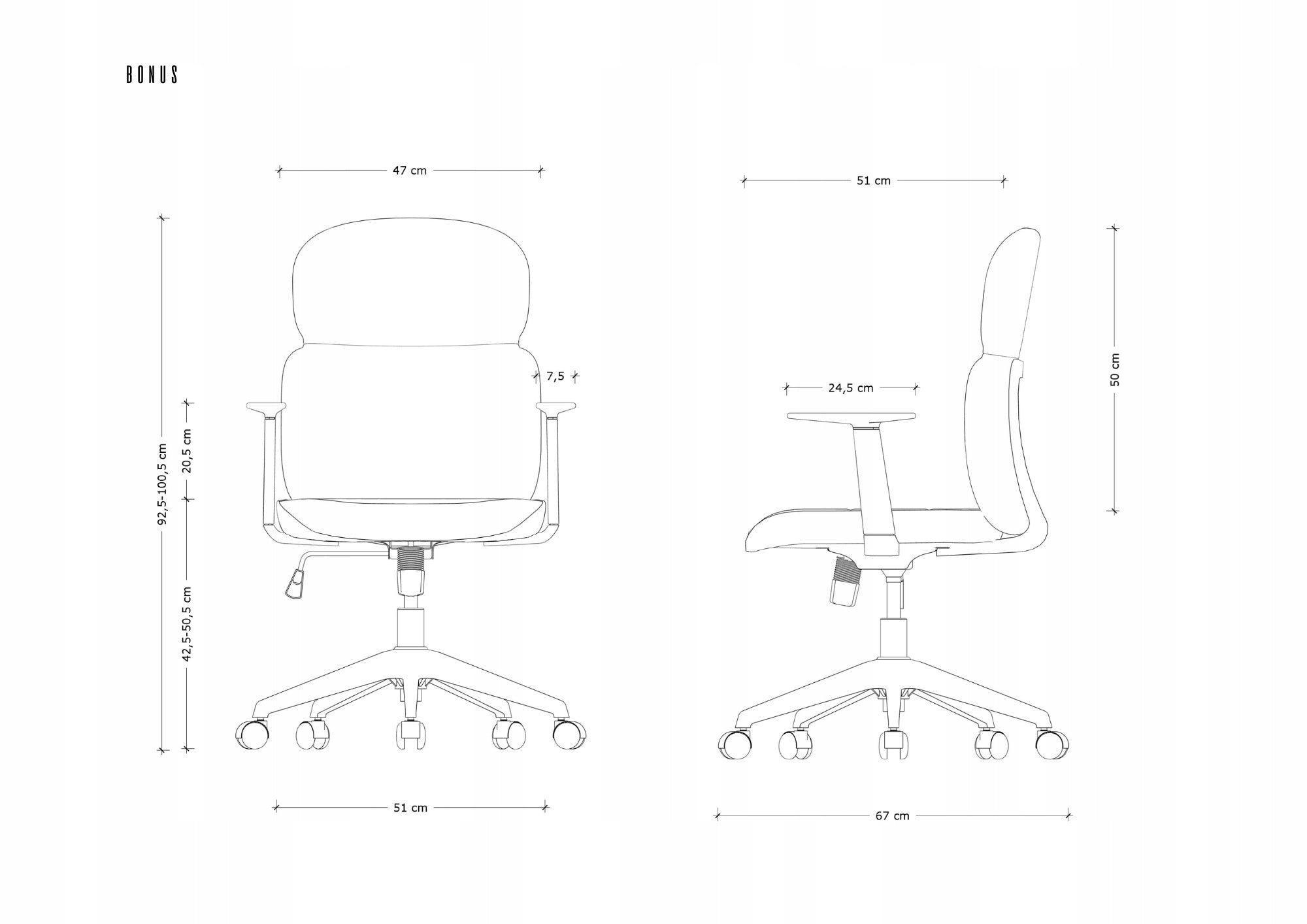 Swivel armchair Bonus black fabric home office Manufacturer code W-259-LF2098-17