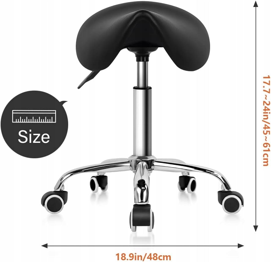 Swivel saddle stool height adjustment 45-61cm black to 135kg Model X
