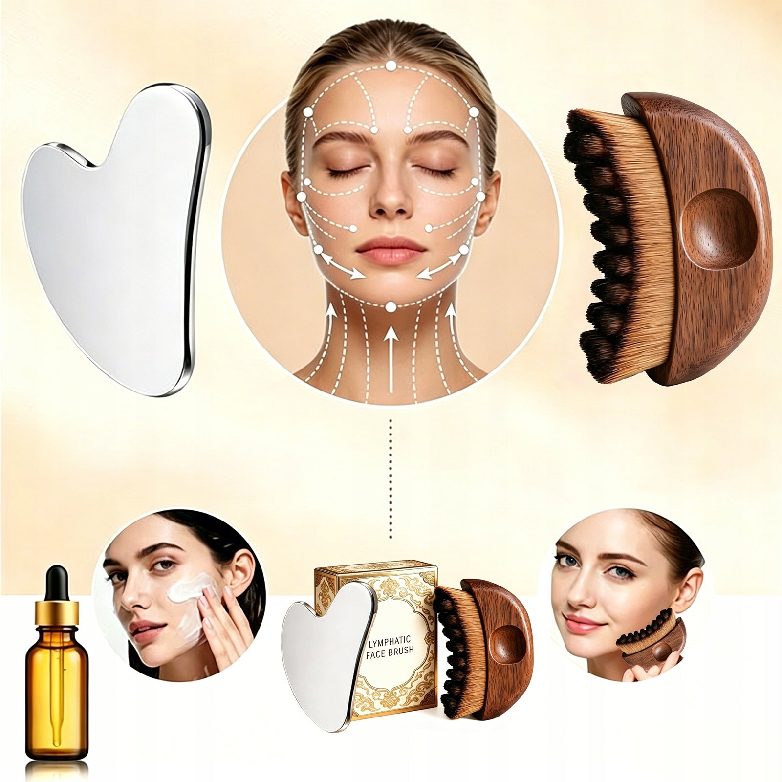 Szczotka do masażu limfatycznego + Gua Sha do pielęgnacji twarzy i ciała Manufacturer code 8581703046073