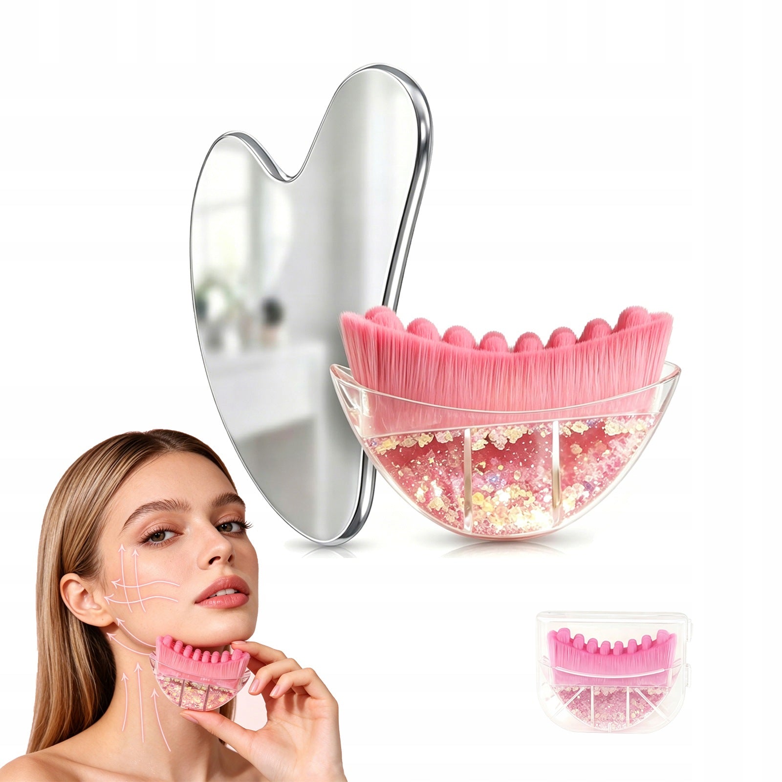 Szczotka do masażu limfatycznego + Gua Sha do pielęgnacji twarzy i ciała