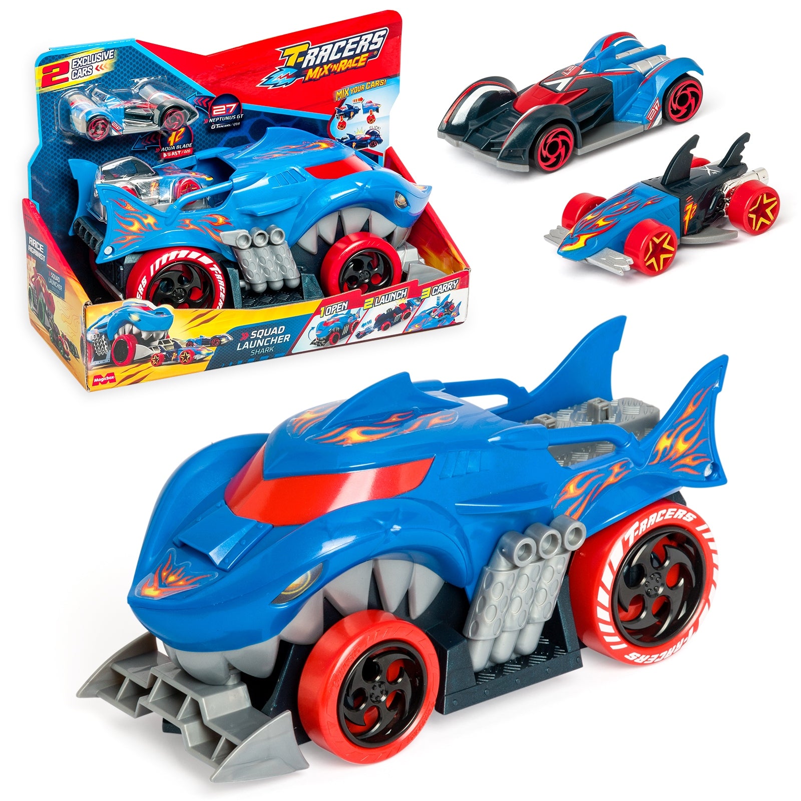 T-Racers Shark Squad Launcher Car Launcher BLUE with Launcher Packaging status original