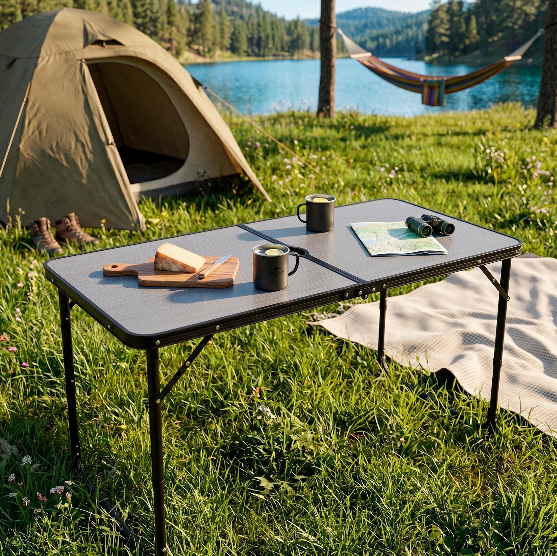 TABLE FOLDING TOURIST CAMPING ALUMINUM TABLE 120x60cm Packaging status original
