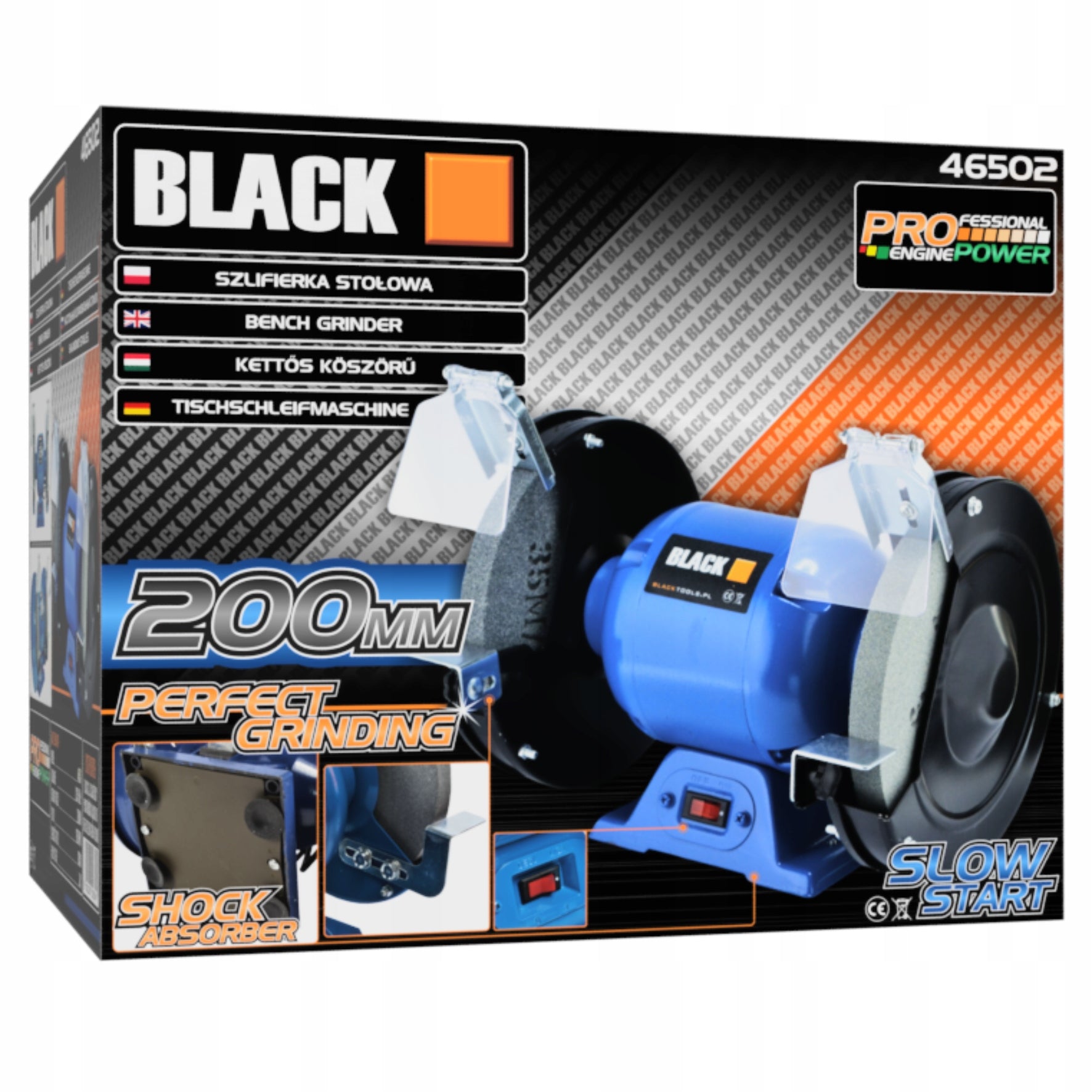 TABLE Grinder 2x Stone Shield 200mm Stone Double STRONG BLACK Batteries included no