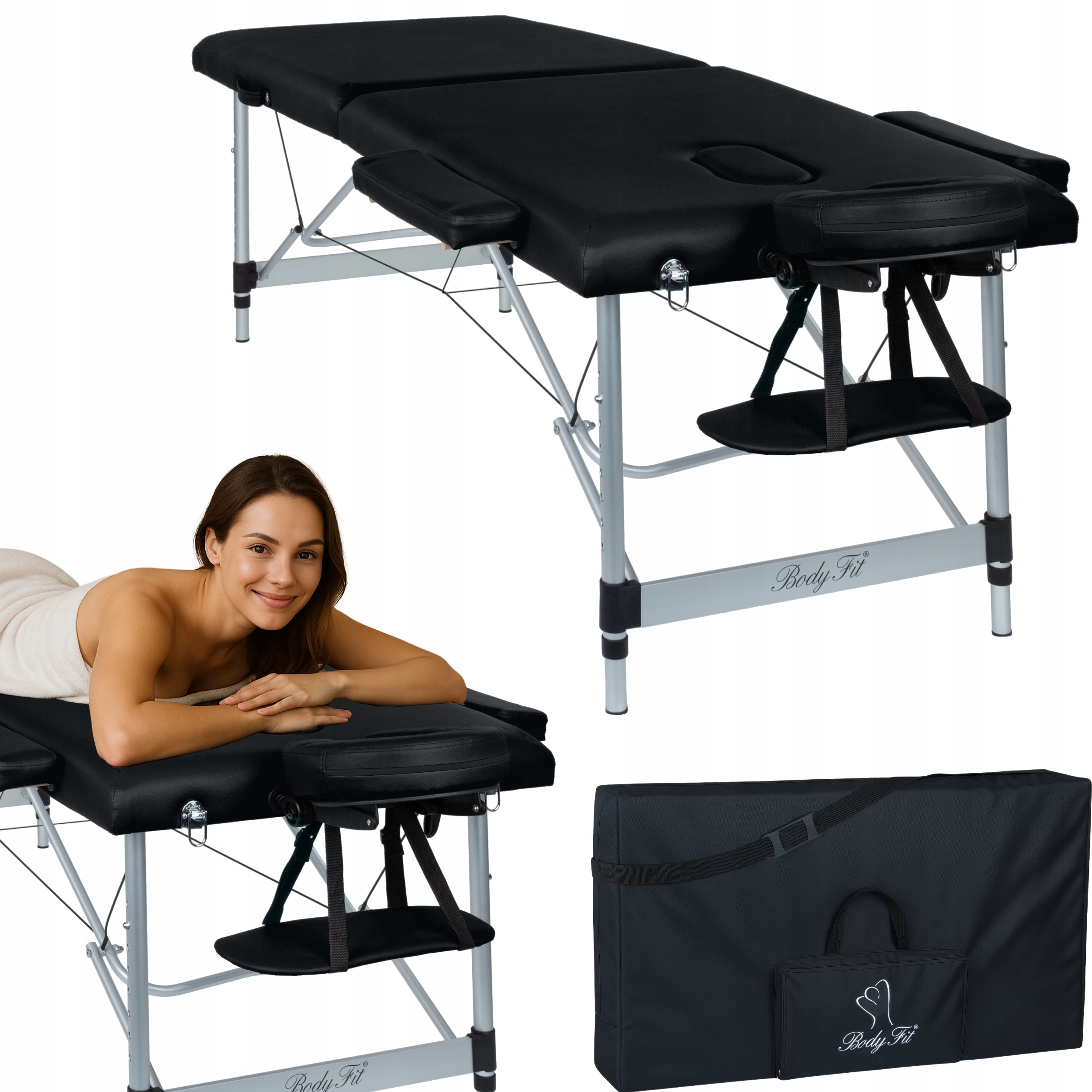 TABLE MASSAGE BED 2 SEGMENTS ALU BODYFIT +BAG