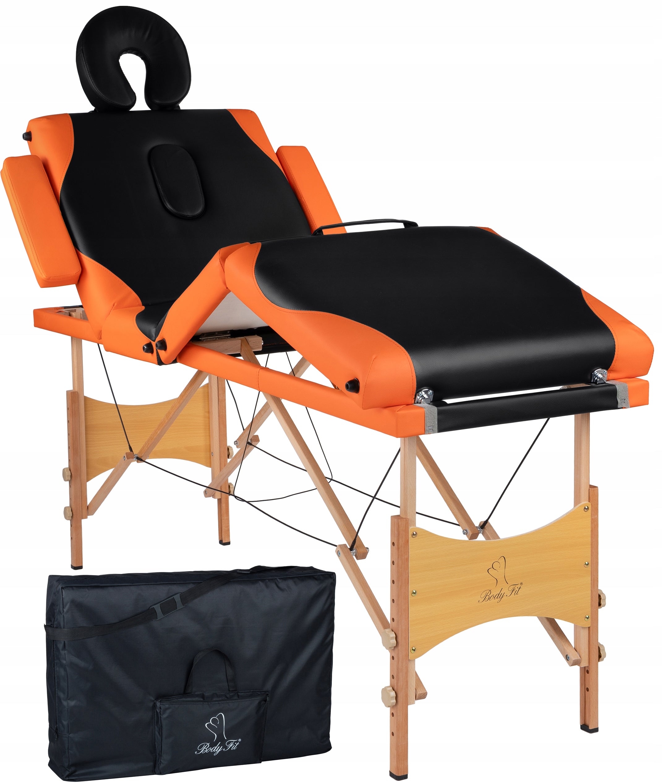 TABLE MASSAGE BED 4 SEGMENT WOODEN + BAG FREEBIE Color orange