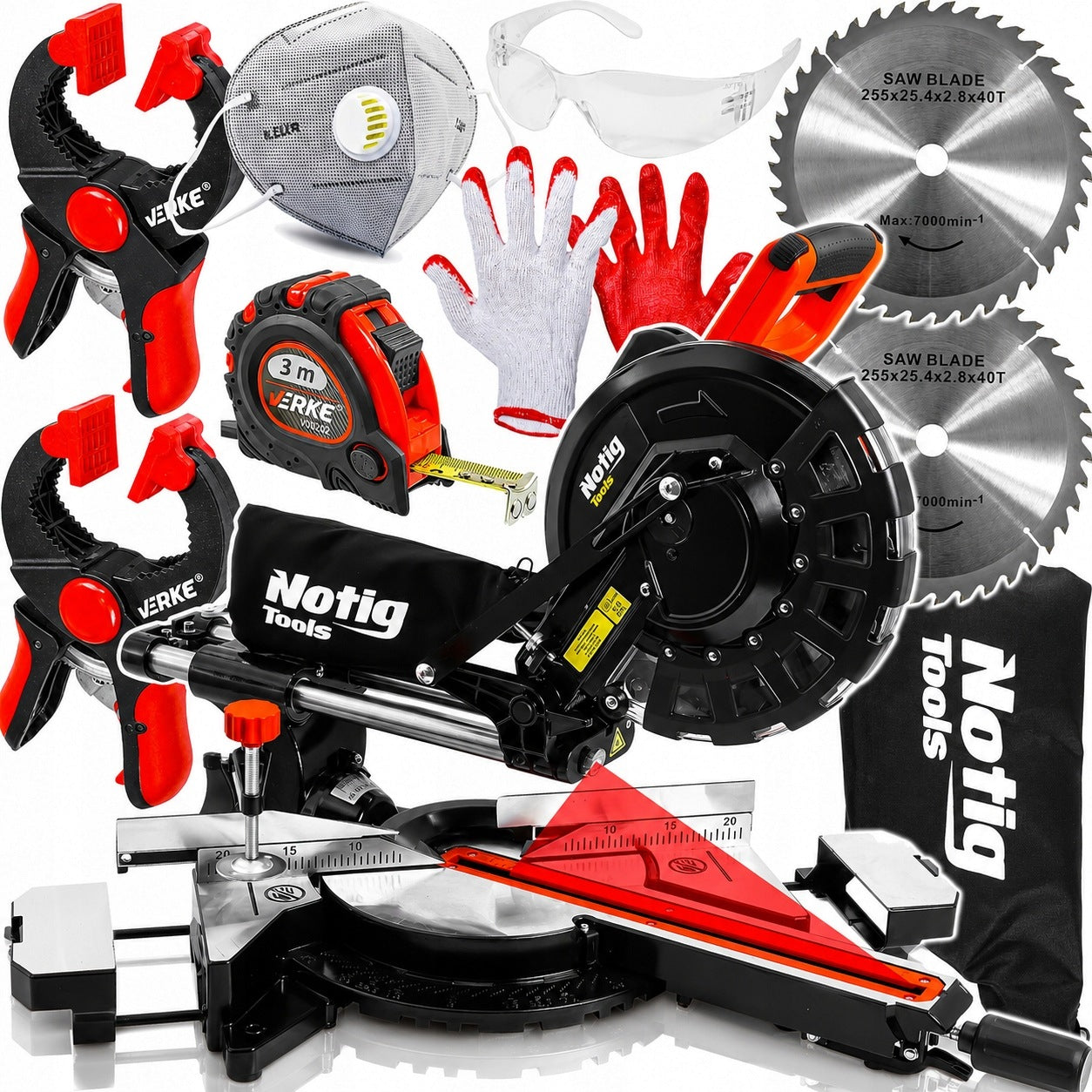 TABLE MITER SAW 255mm WITH FEED LASER BEVEL CUTTER WITH LASER