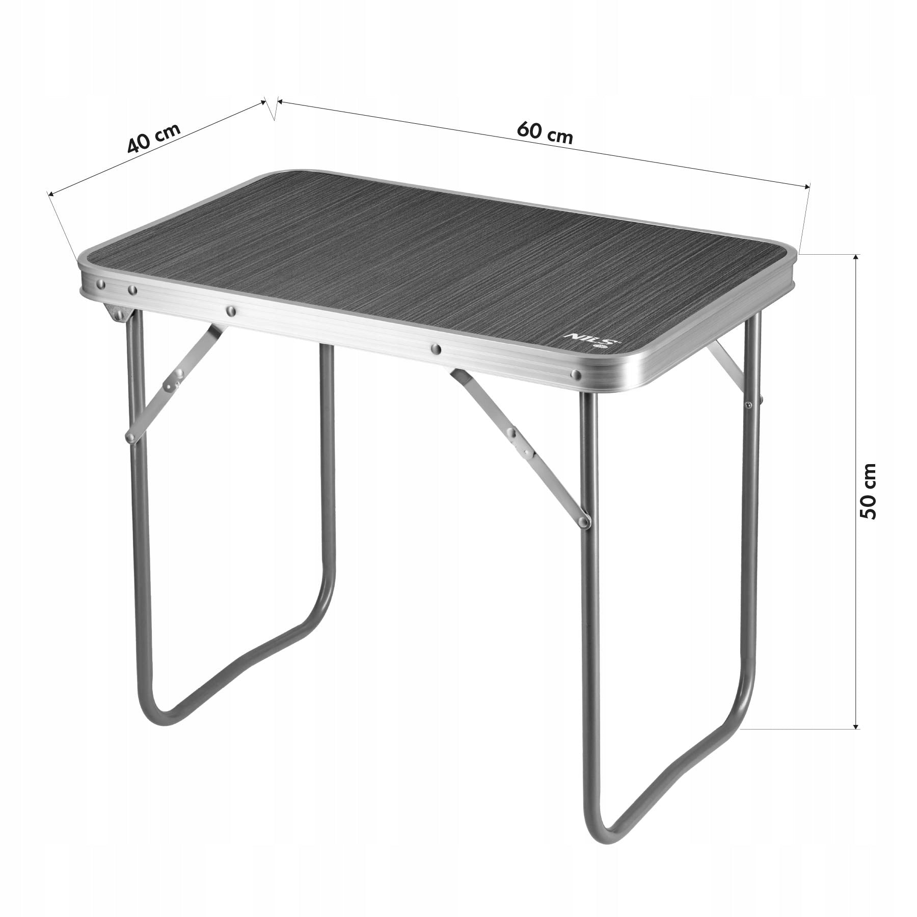 TABLE Tourist table folding legs stable up to 30kg GREY 60x40cm NILS Brand Nils Camp