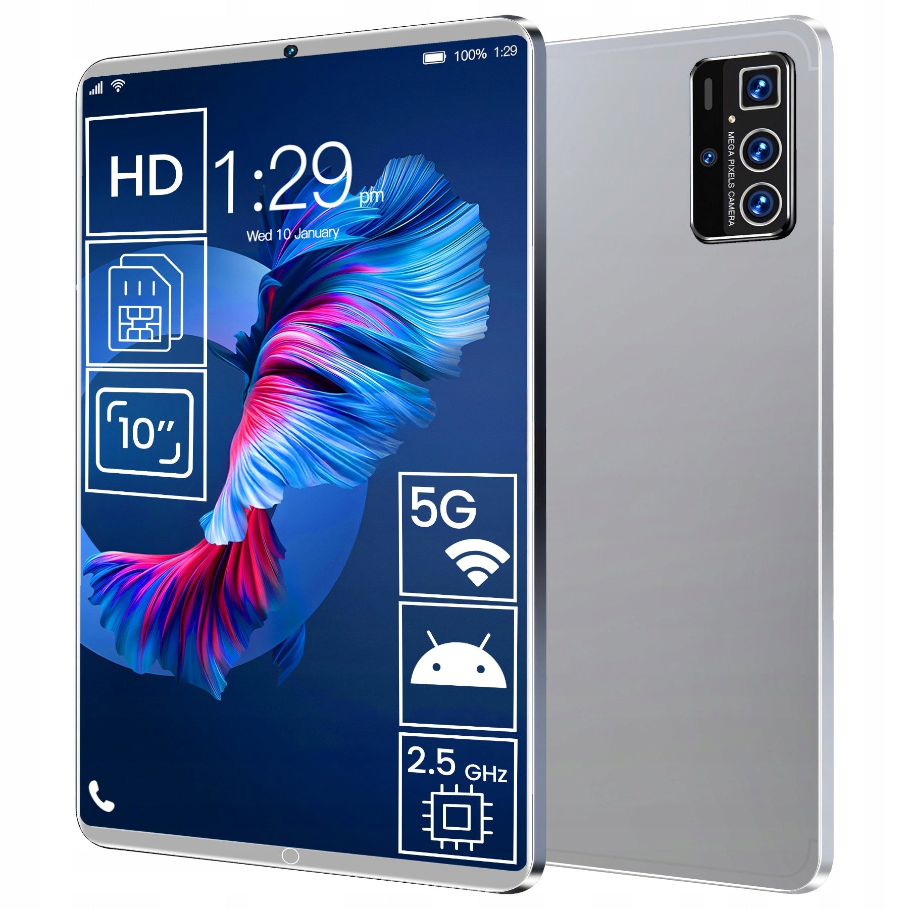 TABLET 4GB+64GB ANDROID WIFI 5G DUAL SIM BT 10'' 500mAh HD SSD DISPLAY Packaging status original