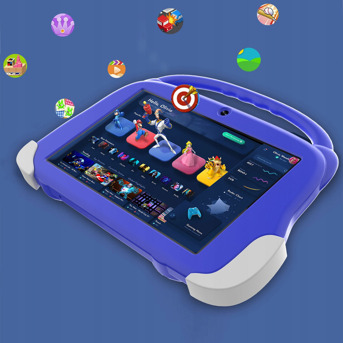 TABLET 8" 4G LTE 4/64GB WiFi SIM GPS HD ANDROID BLUE CASE EDUCATIONAL Color blue