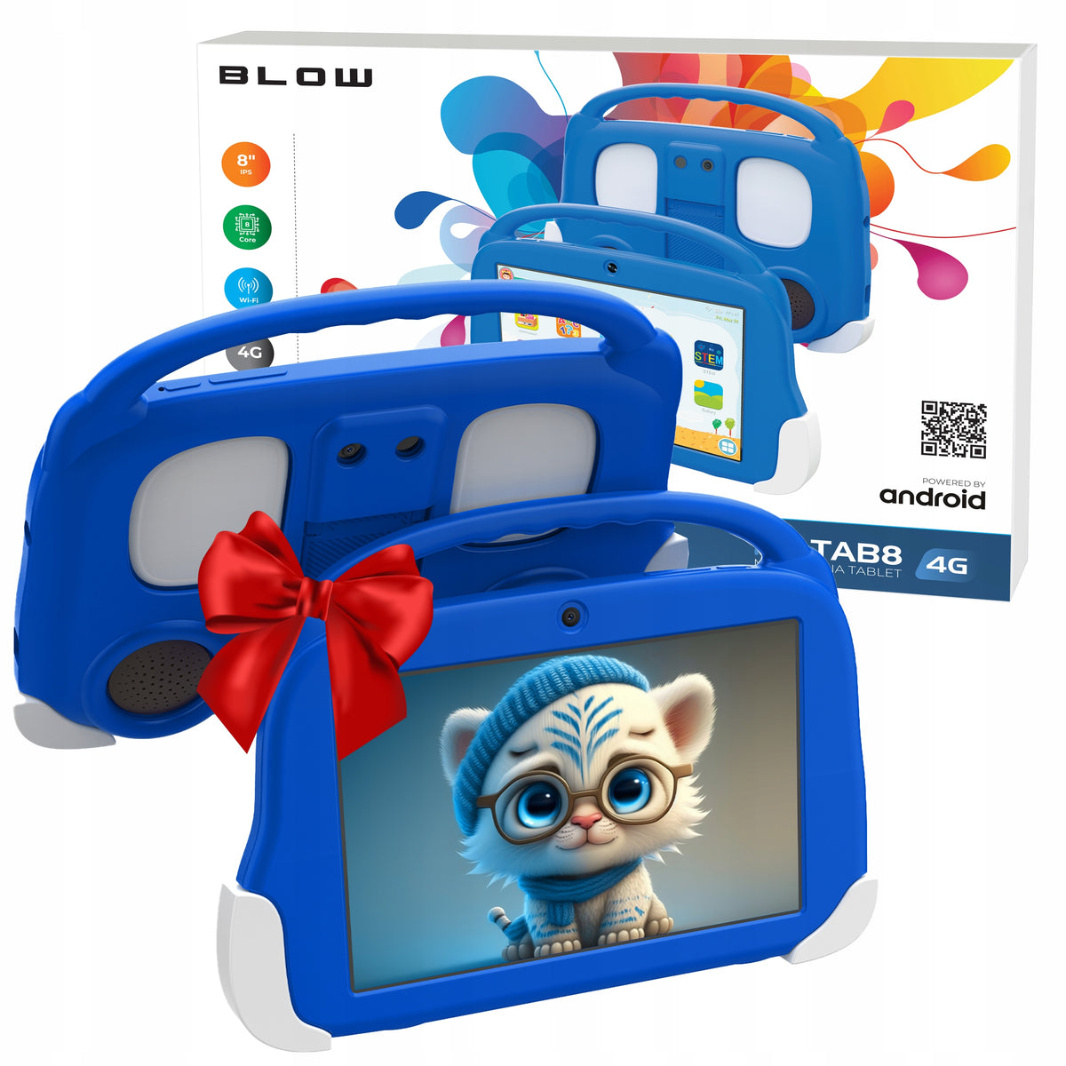 TABLET 8" 4G LTE 4/64GB WiFi SIM GPS HD ANDROID BLUE CASE EDUCATIONAL