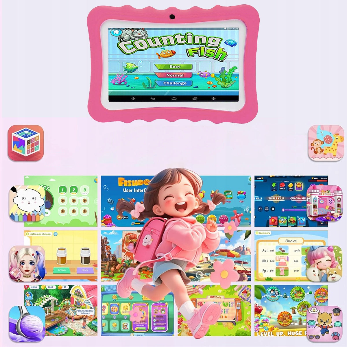 TABLET FOR CHILDREN 7' EDUCATIONAL GAMES TOYS SET ANDROID 2/32 GB pink Manufacturer code 8581704916634