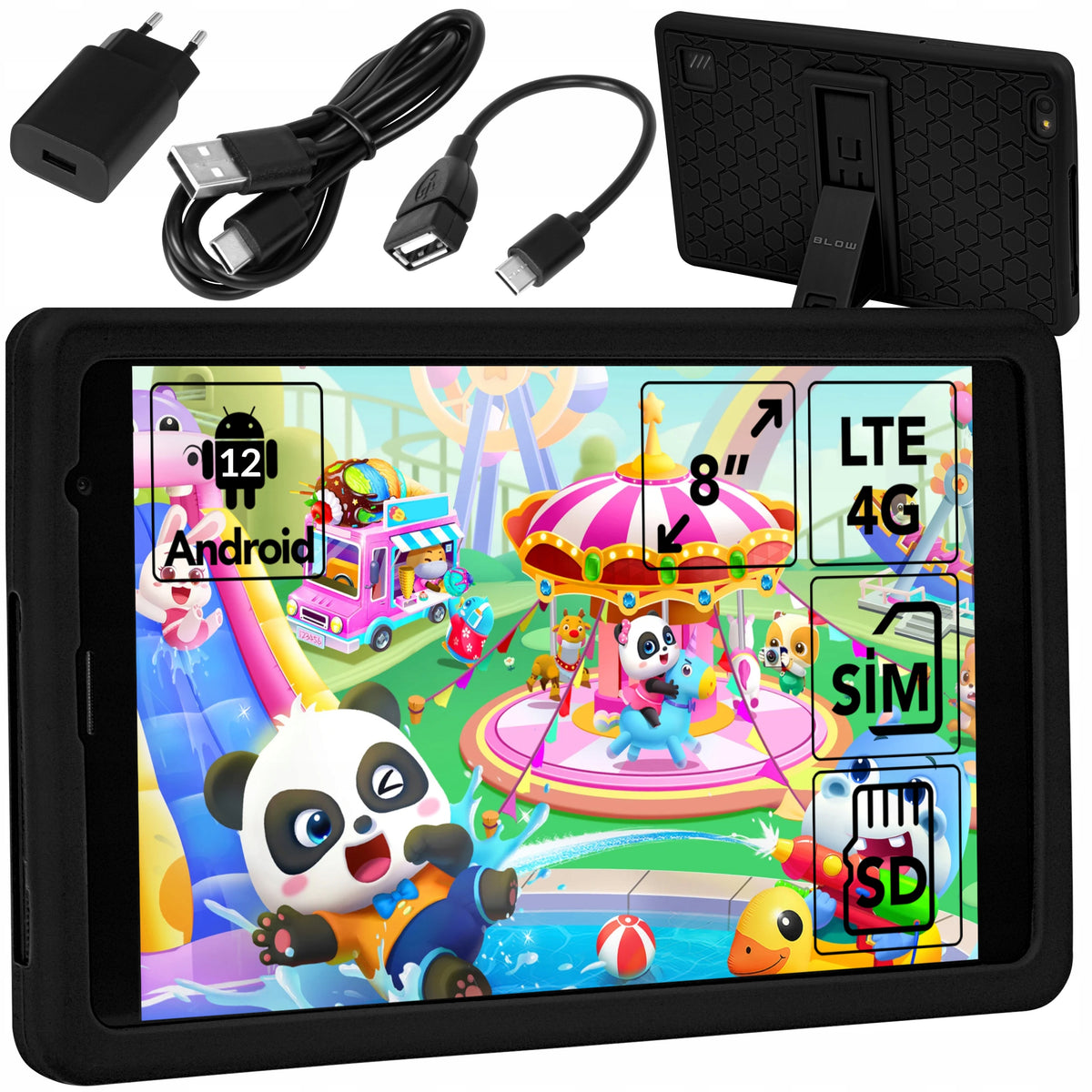 TABLET FOR CHILDREN 8 INCHES 4G LTE ANDROID EDUCATIONAL CASE GAMES TOYS SET