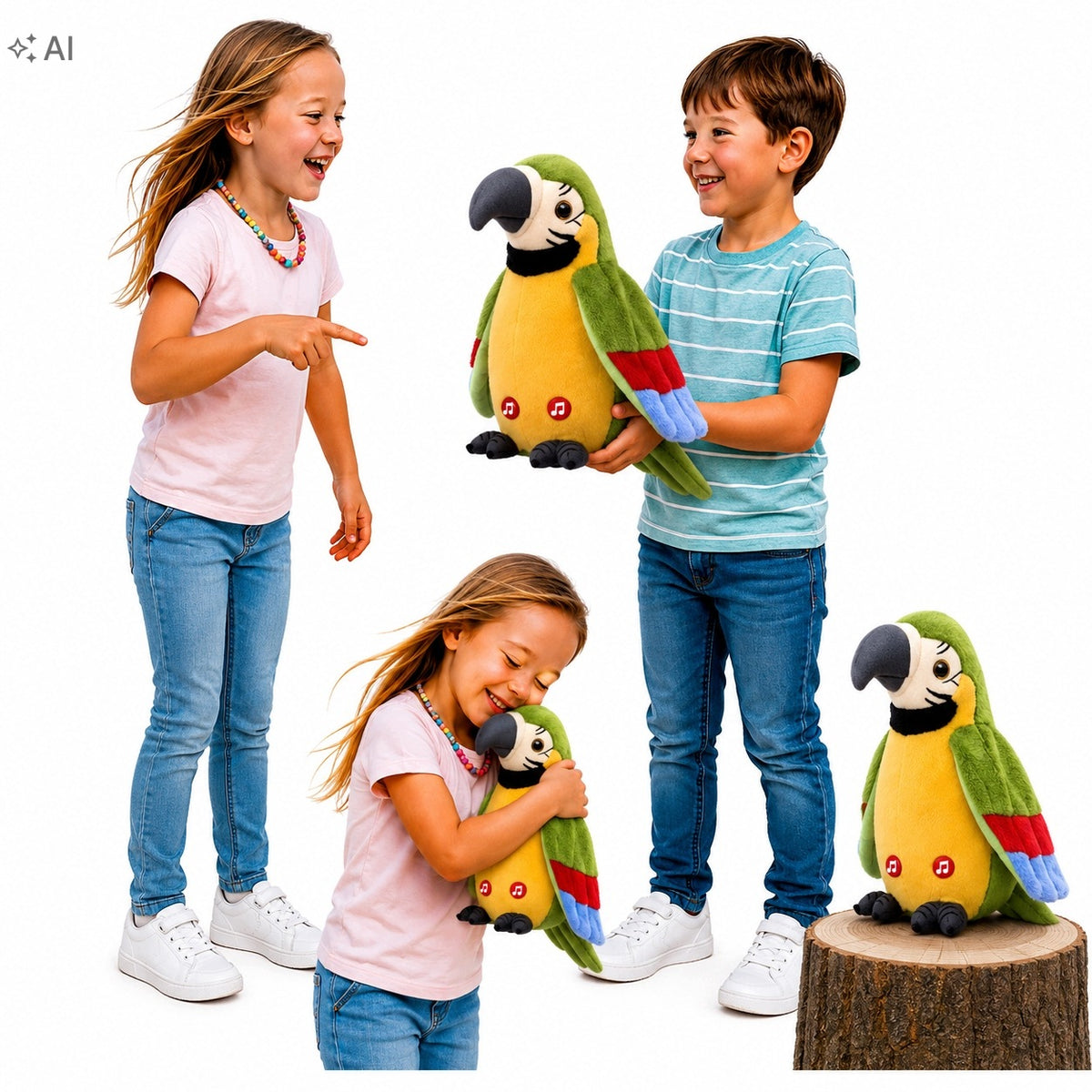 TALKING PARROT INTERACTIVE REPEATS DANCE SAYS MOCKINGBIRD PLUSH TOY WITH