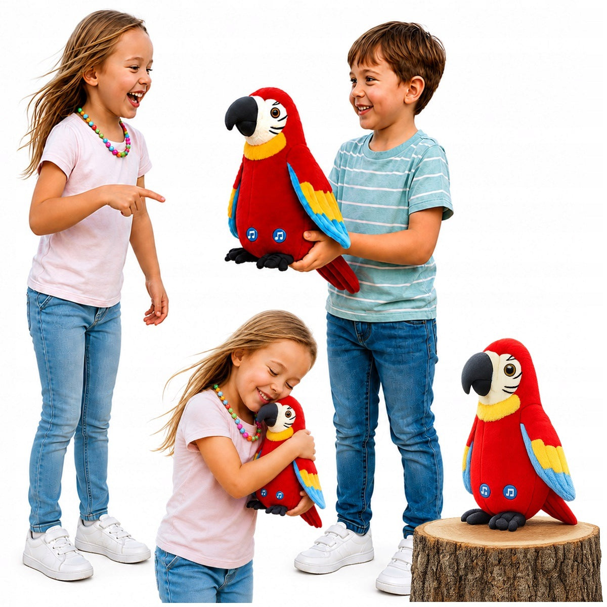 TALKING PARROT INTERACTIVE REPEATS DANCE SAYS MOCKINGBIRD PLUSH TOY r