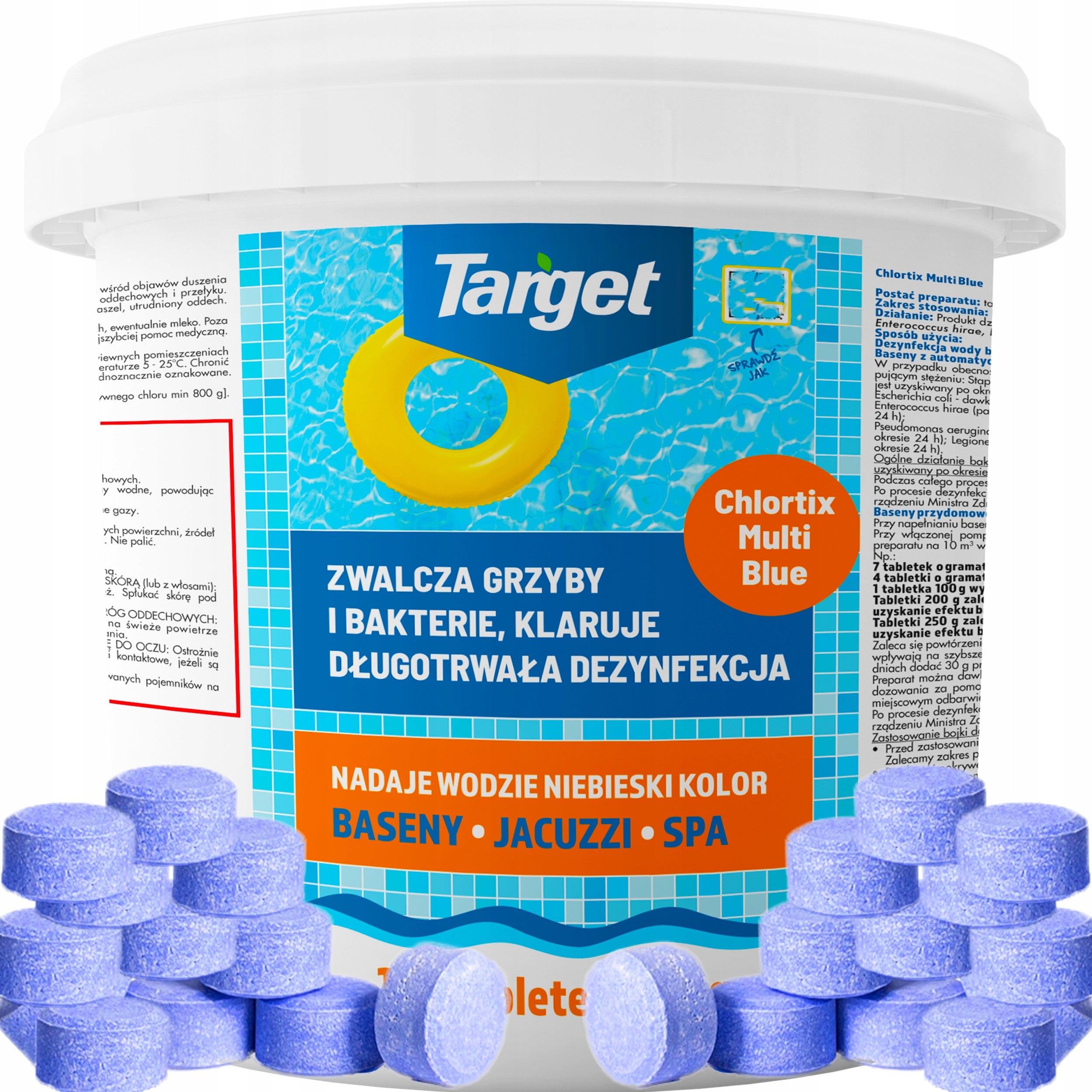 TARGET FOR POOL 3kg TABLETS 150x20g MULTIFUNCTIONAL CHLORTIX CHLORINE CHEMISTRY Manufacturer code Chlortix Multi Blue - niebieska woda 3 kg