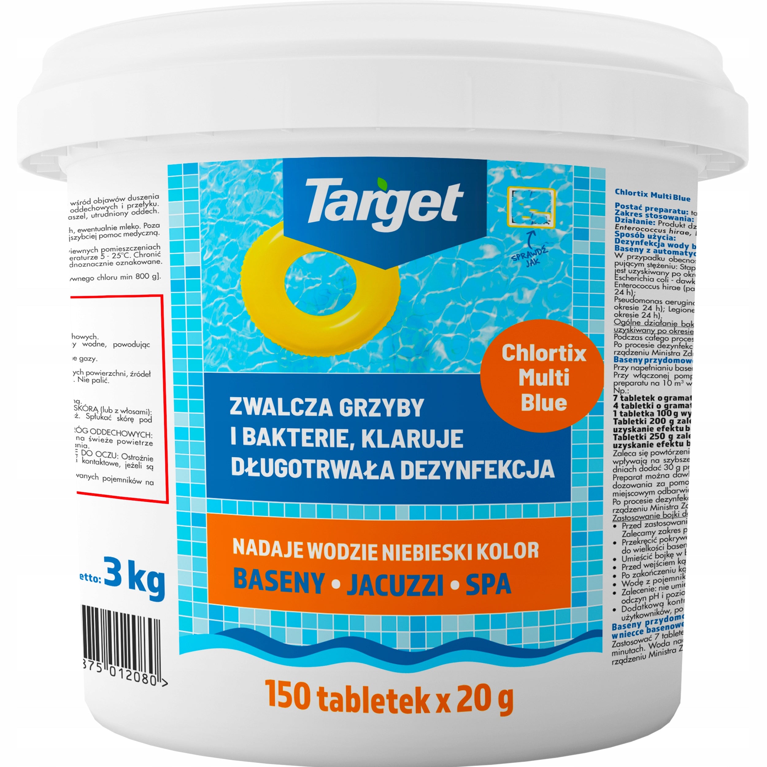 TARGET FOR POOL 3kg TABLETS 150x20g MULTIFUNCTIONAL CHLORTIX CHLORINE CHEMISTRY