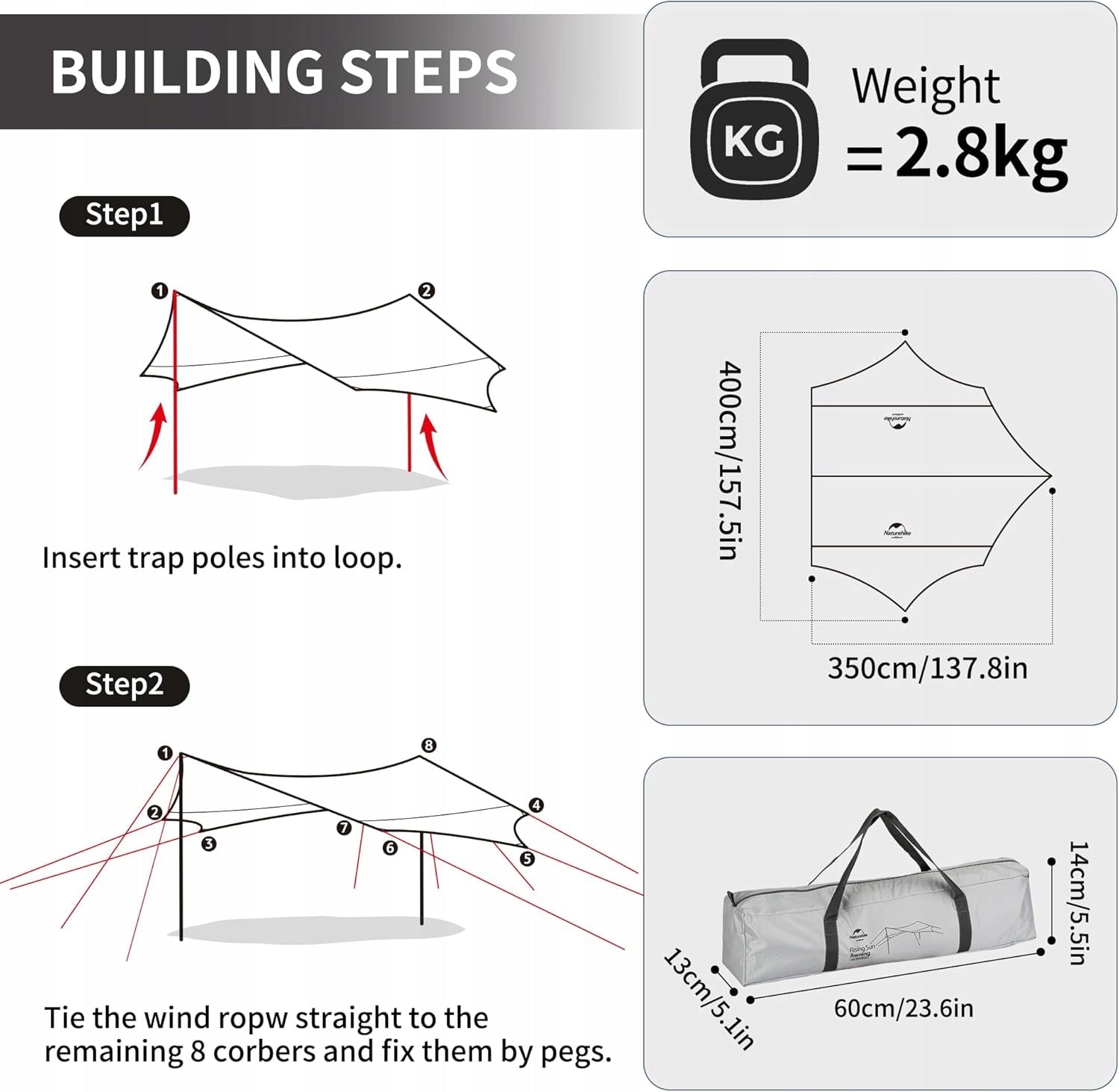 TARP Naturehike 5,2 x 4,6 m ANTI-UV TARP NATUREHIKE EAN (GTIN) 6927595777794