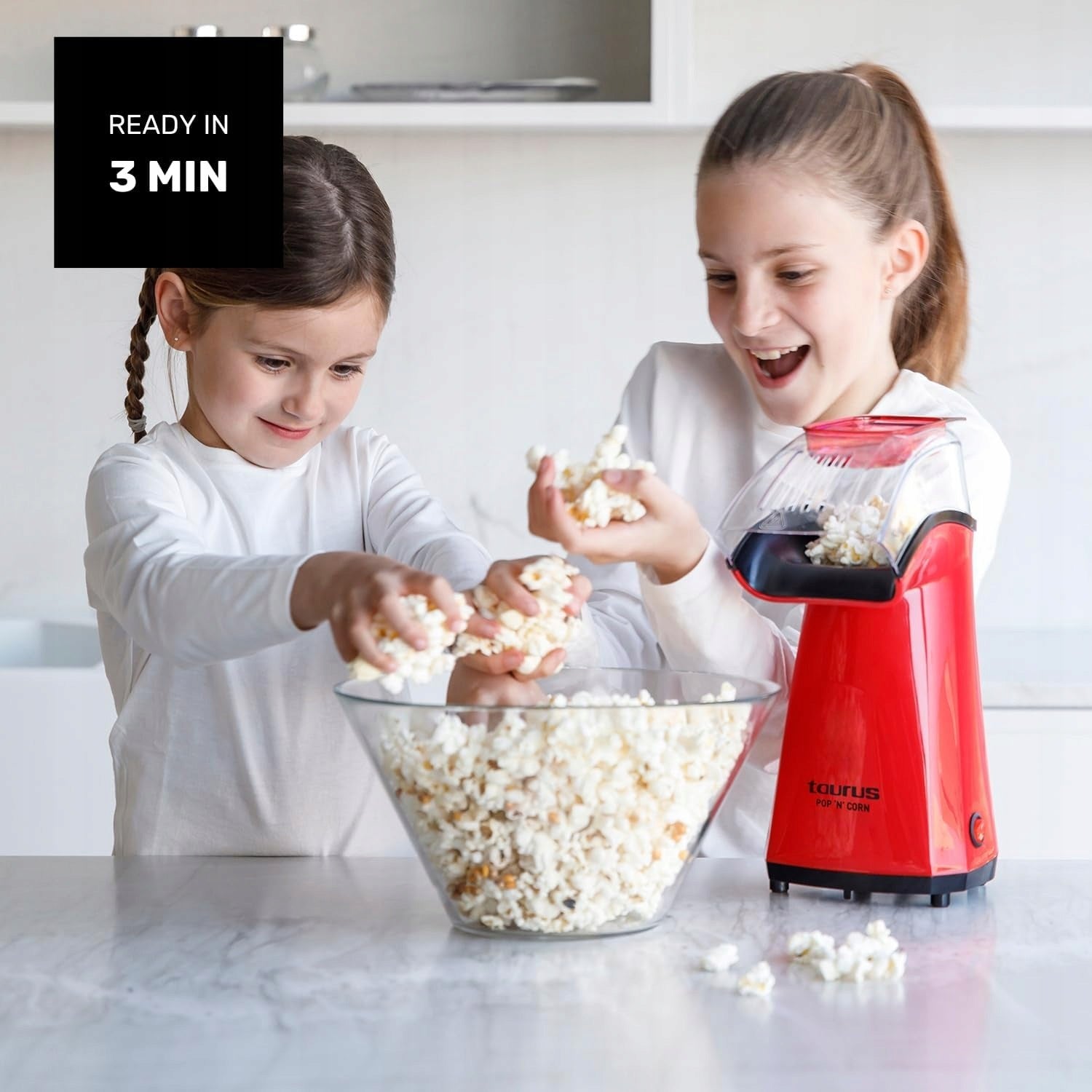 TAURUS POP'N'CORN POPCORN MACHINE 1100W RED HOT SYSTEM Packaging status original
