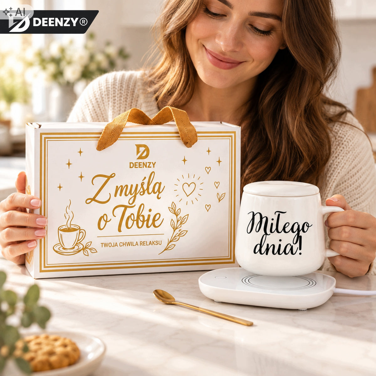 TEA CUP WARMER SET 5in1 Mug with Heater + FREEBIE Manufacturer code Podgrzewacz do kubka zestaw 5w1