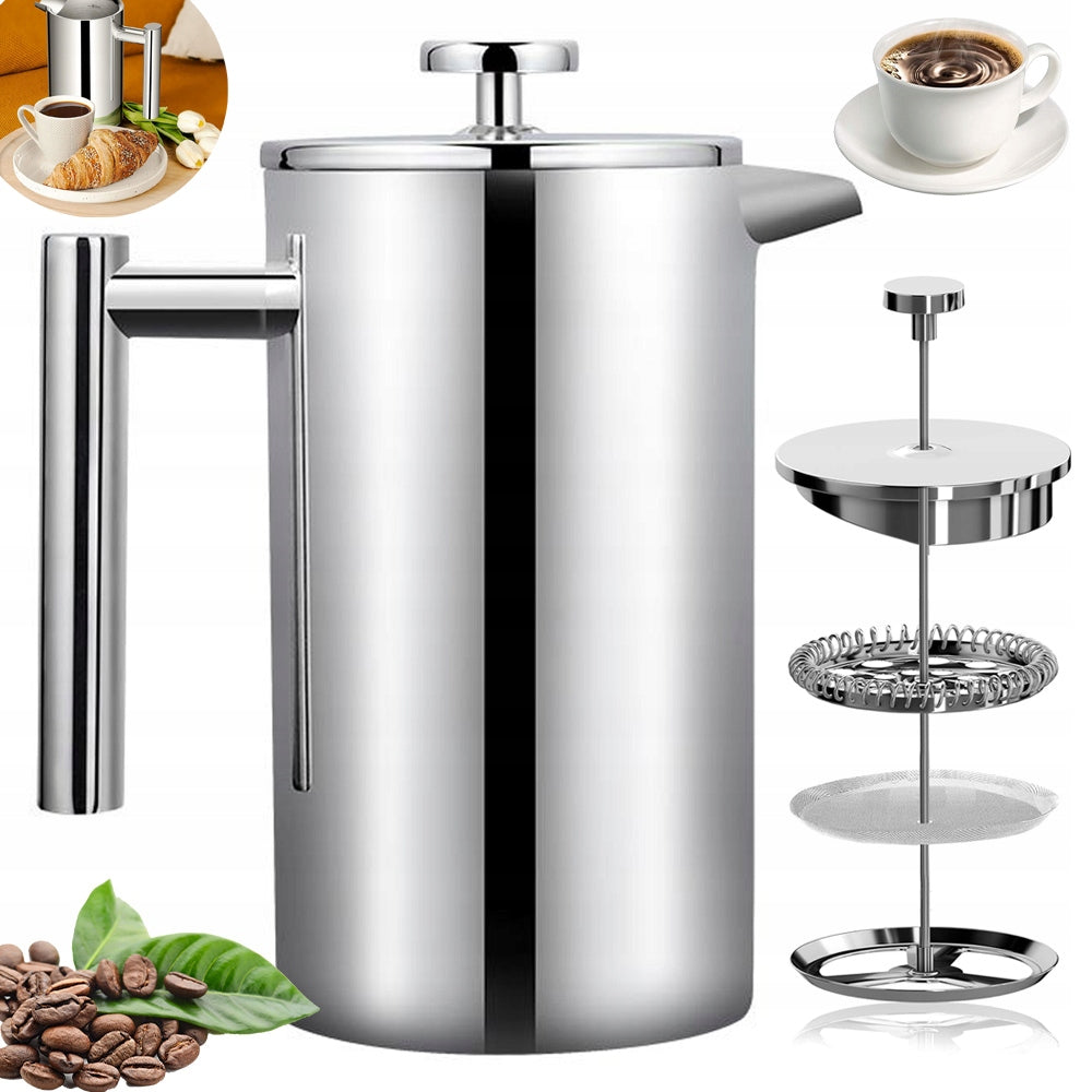TEA INFUSER FOR COFFEE HERBS PLUNGER JUG FRENCH PRESS STEEL 800ML
