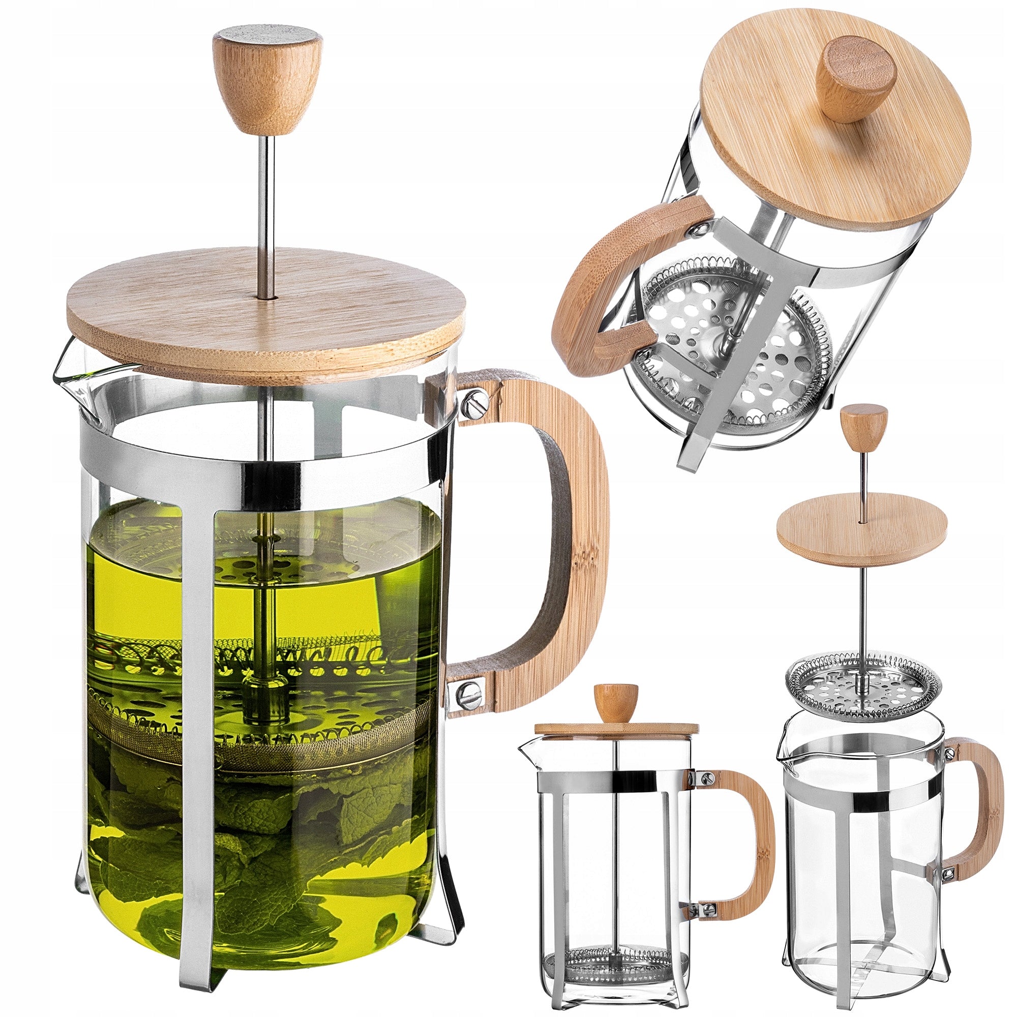 TEA MAKER COFFEE HERBS PISTON COFFEE MAKER GLASS JUG STRAINER 800ml