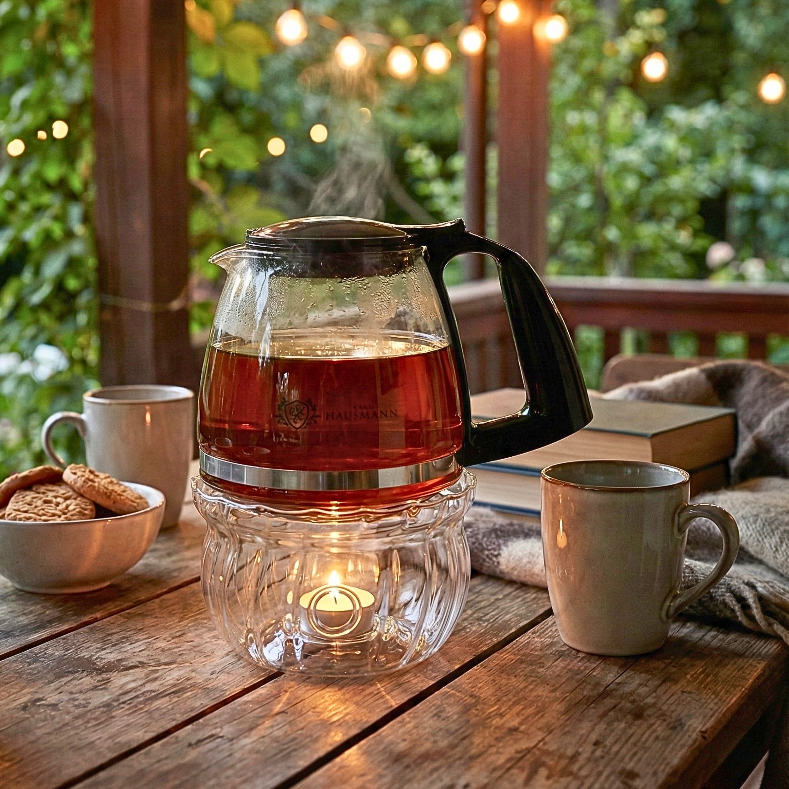 TEA POT GLASS HEAT RESISTANT INFUSER WITH HEATER 750ML Manufacturer code CZAJNIK DO HERBATY ŻAROODPORNY Z SITKIEM 750