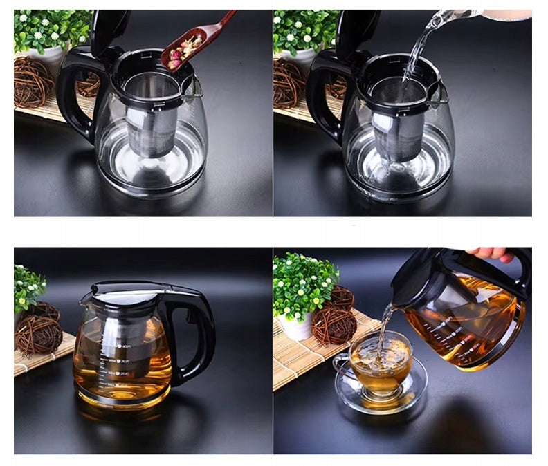TEA POT GLASS INFUSER 2L FOR BREWING WITH METAL STRAINER Manufacturer code SZKLANY DZBANEK DO HERBATY-44326