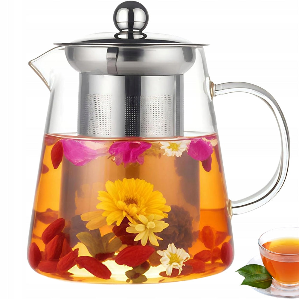 TEA POT HERBS GLASS TEAPOT 1300ML FILTER FOR LEMONADE